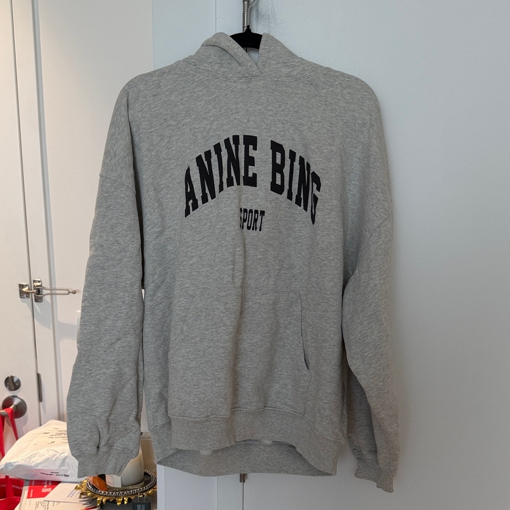 Anine Bing Heather Gray Sport Hoodie